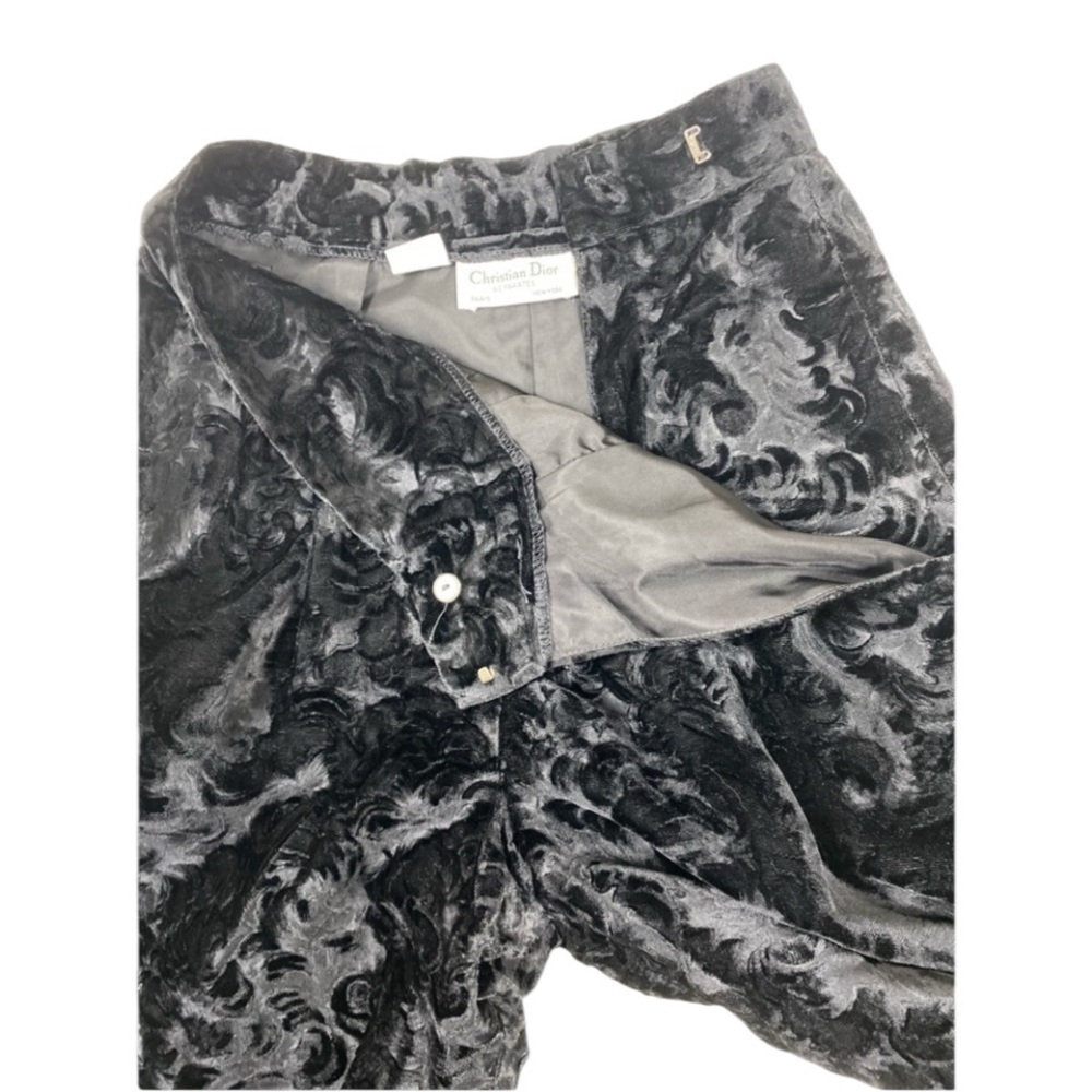 Christian Dior Separates Black Burnout Velvet Pants Size 4 Silk Lined - Picture 11 of 11